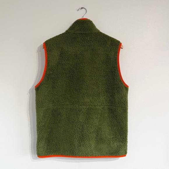 Outerknown Skyline Sherpa Vest green full zip orange accent fleece - Picture 2 of 9